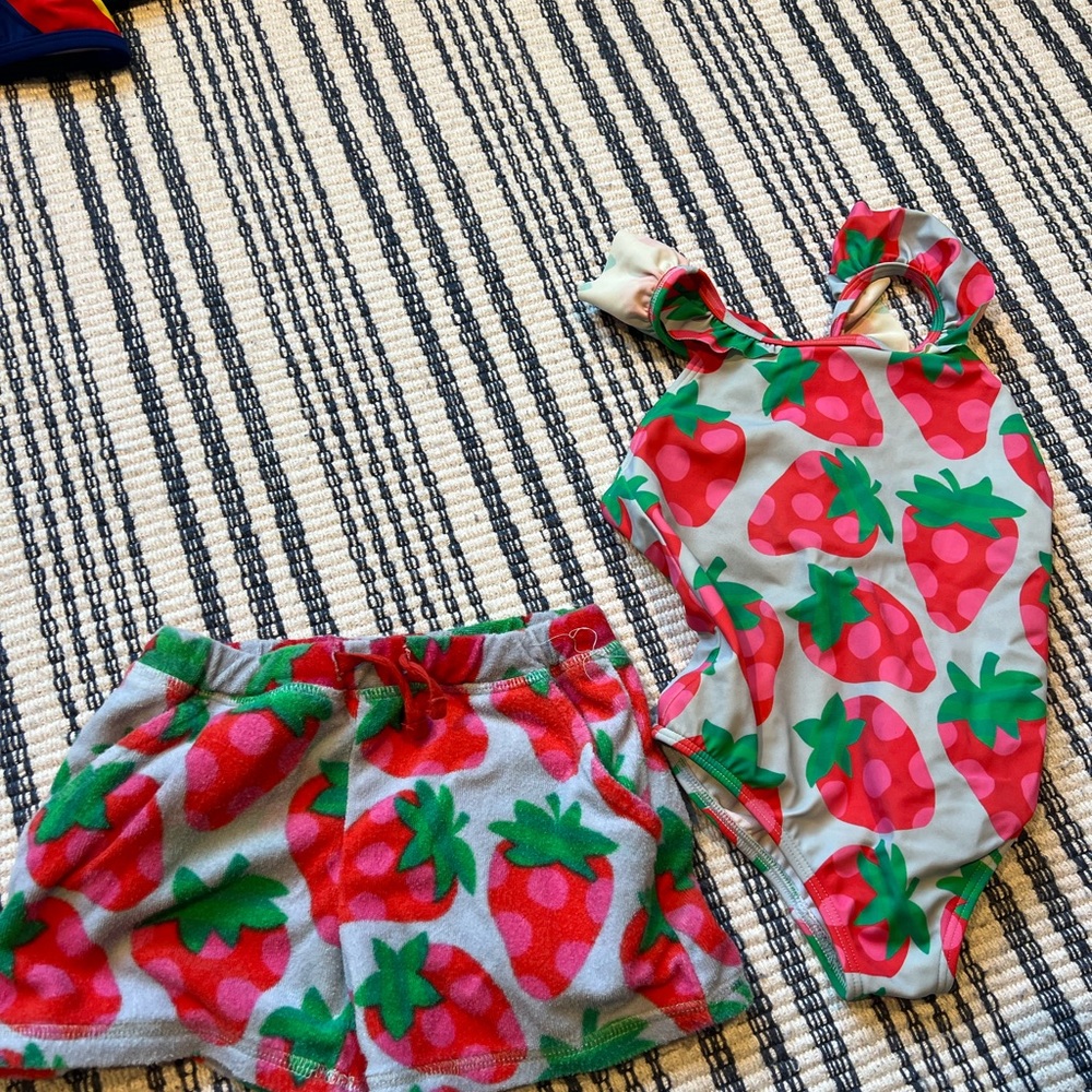 Girls Strawberry Swim Set - Pink & Green